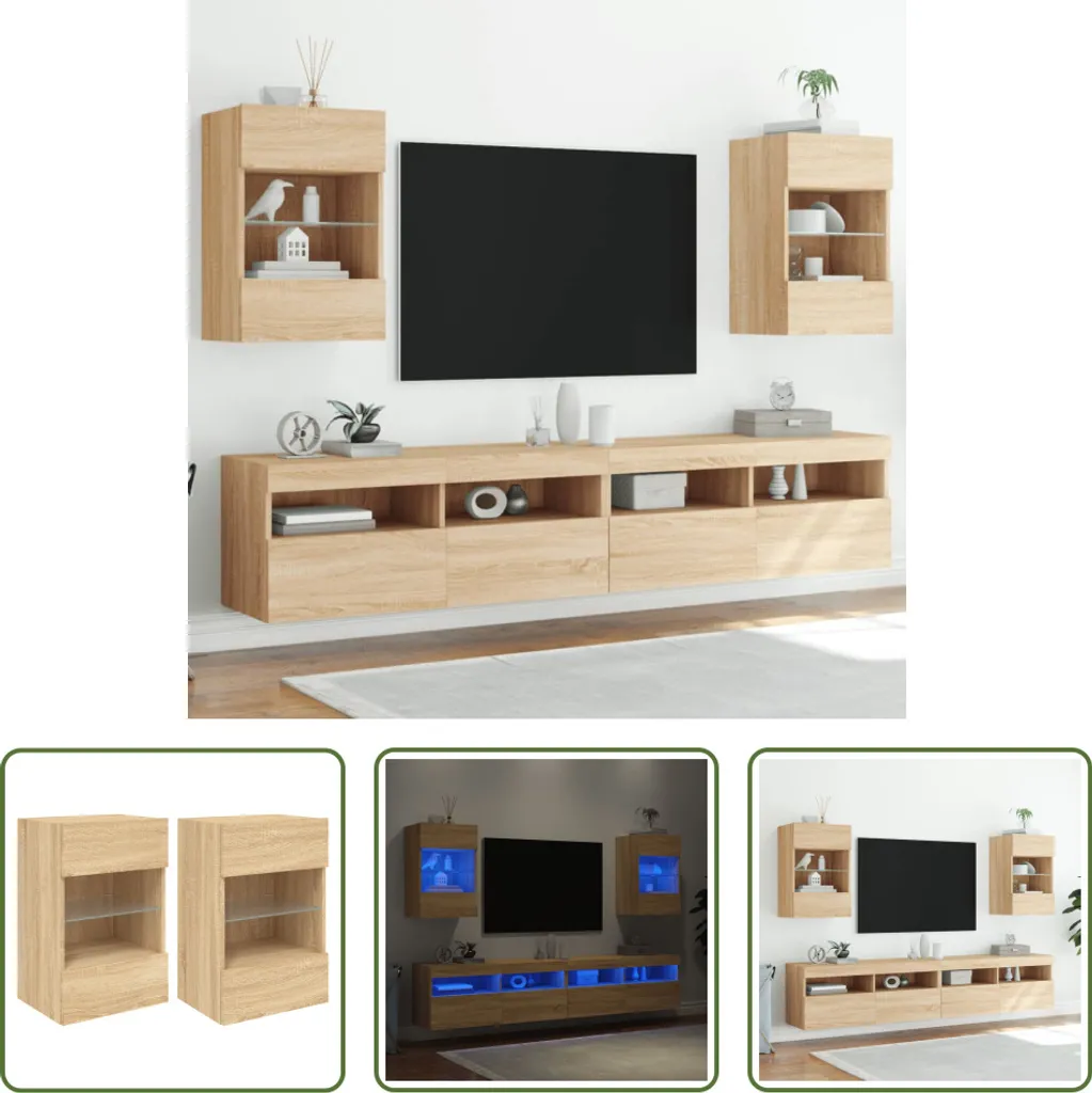 mobile TV vidaXL con luci LED rovere Sonoma 140x40x35,5 cm - Mobili TV