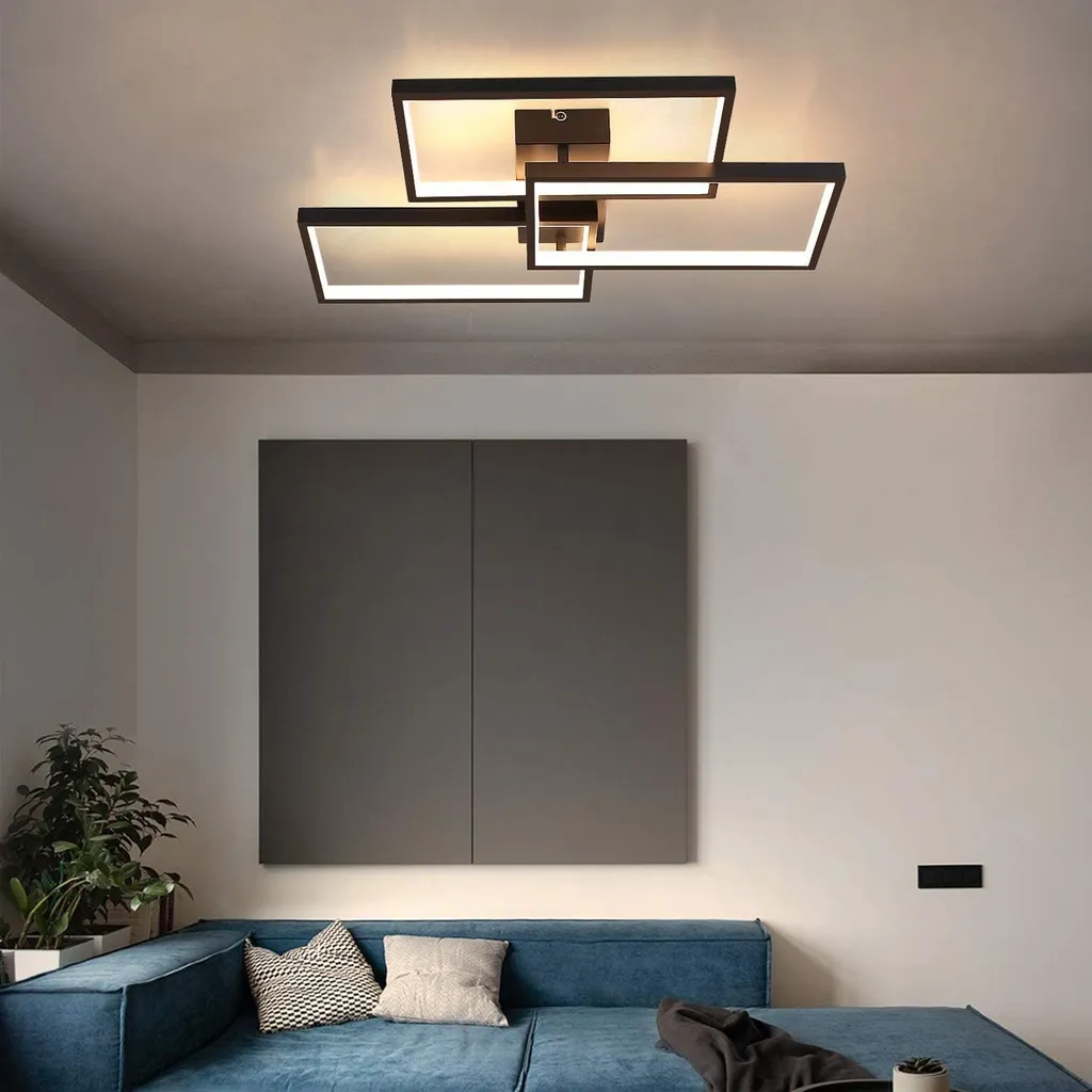 ZMH Plafonnier LED Noir 64W Variable avec Télécommande Design Moderne