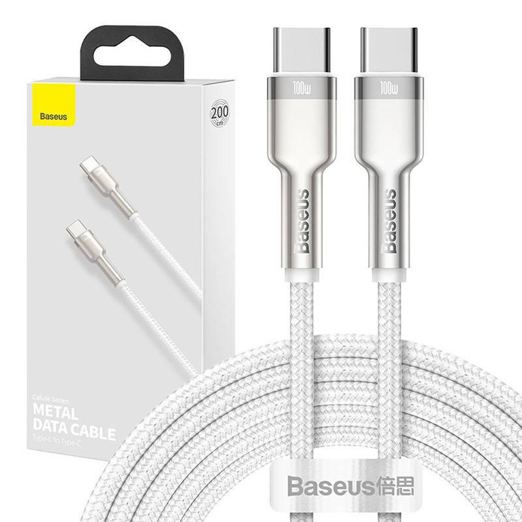 Cavo USB-C a USB-C Baseus Cafule, 100W, 2m (bianco) Immagine del prodotto 