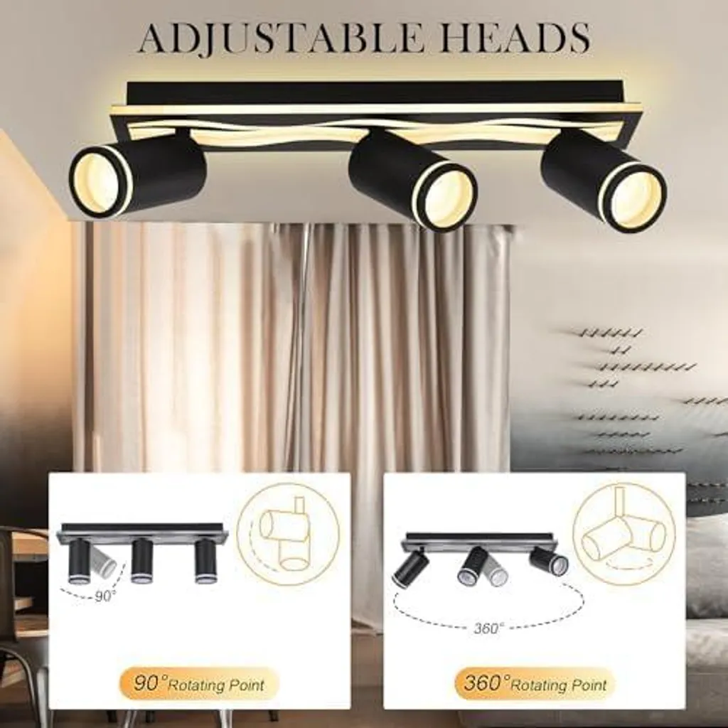 Plafonnier LED moderne orientable à éclairage chaud 3000K pour intérieur - 6