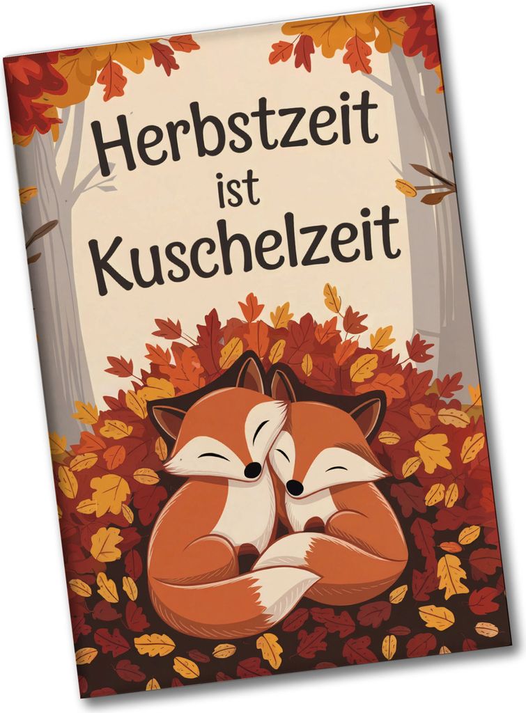 Zwei Füchse kuscheln Souvenir Souvenir Magnet - Herbstzeit ist Kuschelzeit