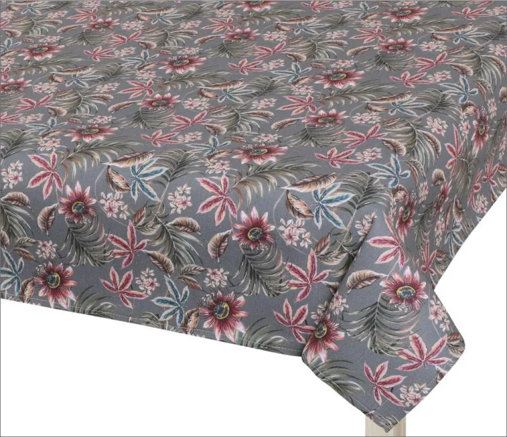 Tovaglia DITA 120x140 cm: Grigio e Borgogna Antimacchia e Facile Pulizia