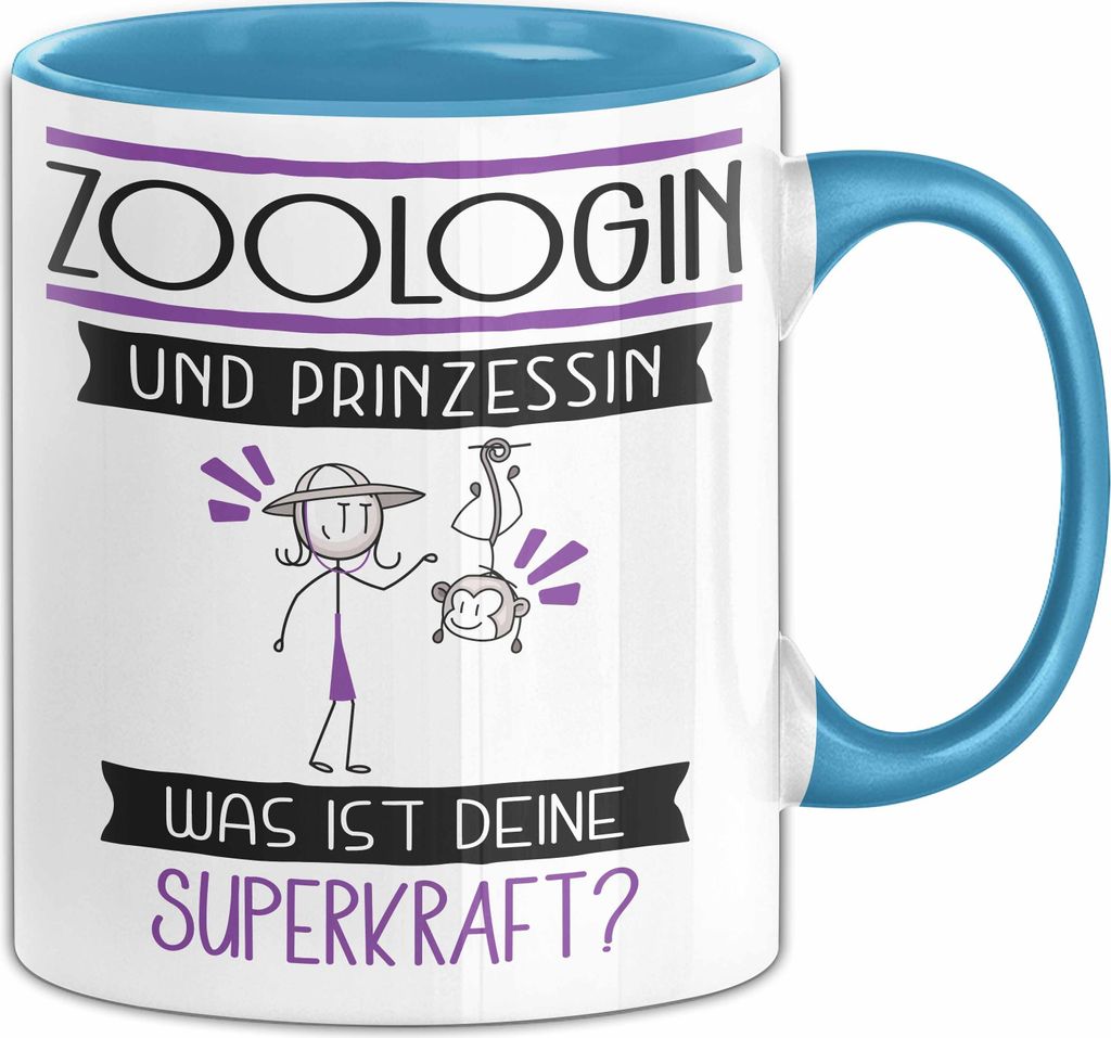 Zoologin Und Prinzessin Tasse Geschenk Für Eine Zoologin Geburtstag Was Ist Deine Superkraft (Blau)