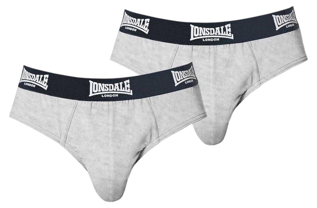 Lonsdale - Slips für Herren, Kontrastfarbener Bund (2er-Pack) GT15948 (XL) (Grau)