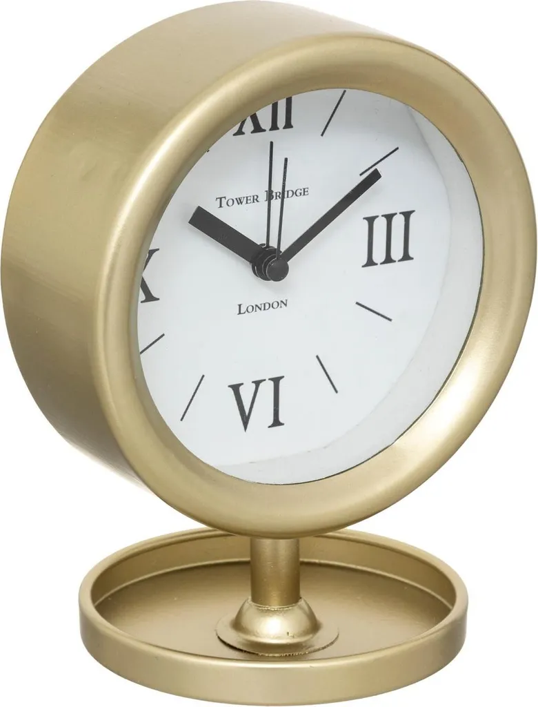 Horloge commode Marion dorée Ø 12 cm - Pendule à poser chic en métal