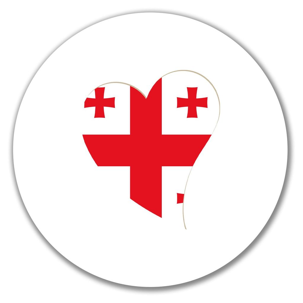 Huuraa Aufkleber Georgien Flagge Herz 10cm rund Sticker Geschenkidee