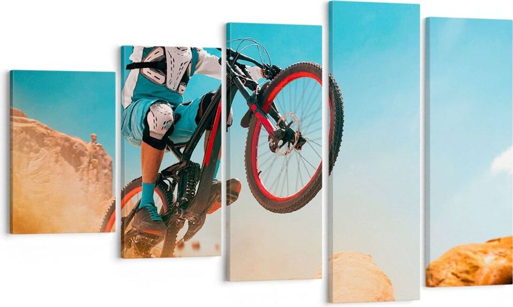 Bild auf Leinwand - Leinwandbild - Fahrrad Sport Helm - 100x60cm - Wand Bild - Wanddeko - Leinwanddruck - Bilder - Kunstdruck - Wanddekoration - Le...