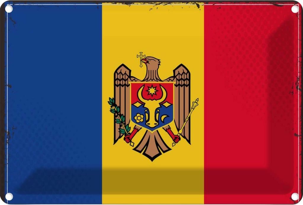 vianmo Blechschild 12x18 cm Moldau Moldova Flagge Fahne Wappen
