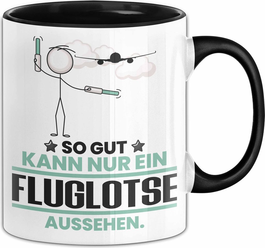 Fluglotse Geschenk Tasse So Gut Kann Nur Ein Fluglotse Aussehen Geschenkidee Kaffee-Becher (Schwarz)