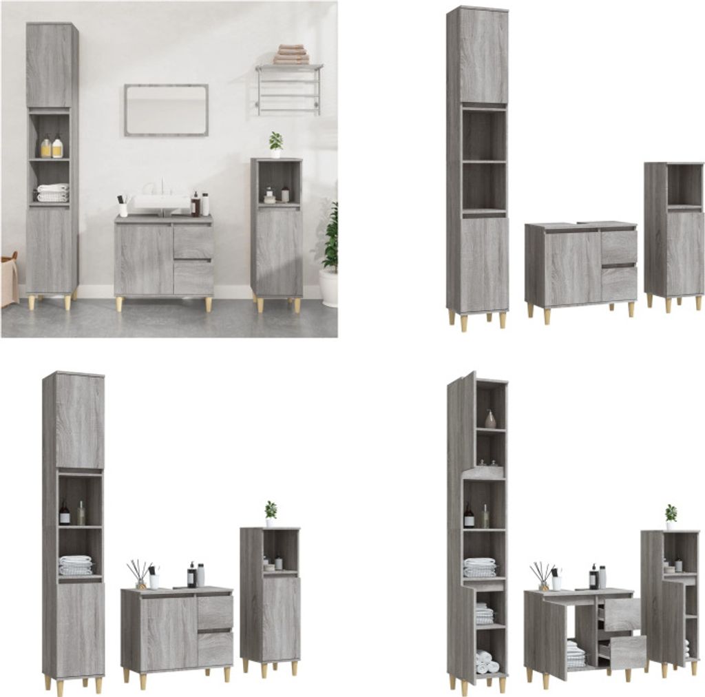 A collage of bathroom furniture sets.