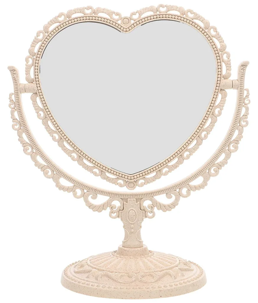 Miroir de table en forme de cœur pivotant pour maquillage de chambre