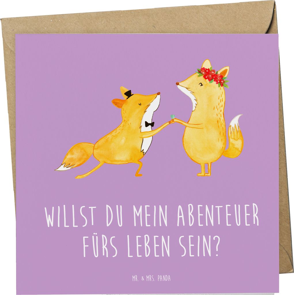 Mr. & Mrs. Panda Grußkarte Heiratsantrag Abenteuer - Lavendeltraum - Geschenk, Glückwunschkarte, Hochtzeit, Klappkarte, faltkarte, Geschenke, dop...