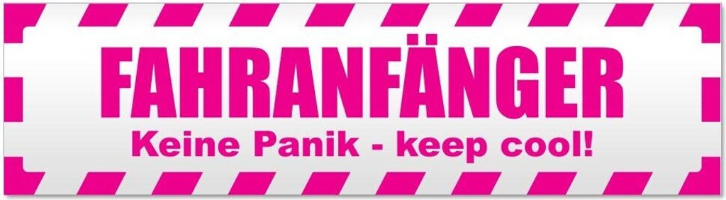 Kiwistar Fahranfänger. Keine Panik - Keep cool! Gestreift Magnetschild Schild magnetisch - 30cm Pink - Magnetfolie für Auto PKW Kfz