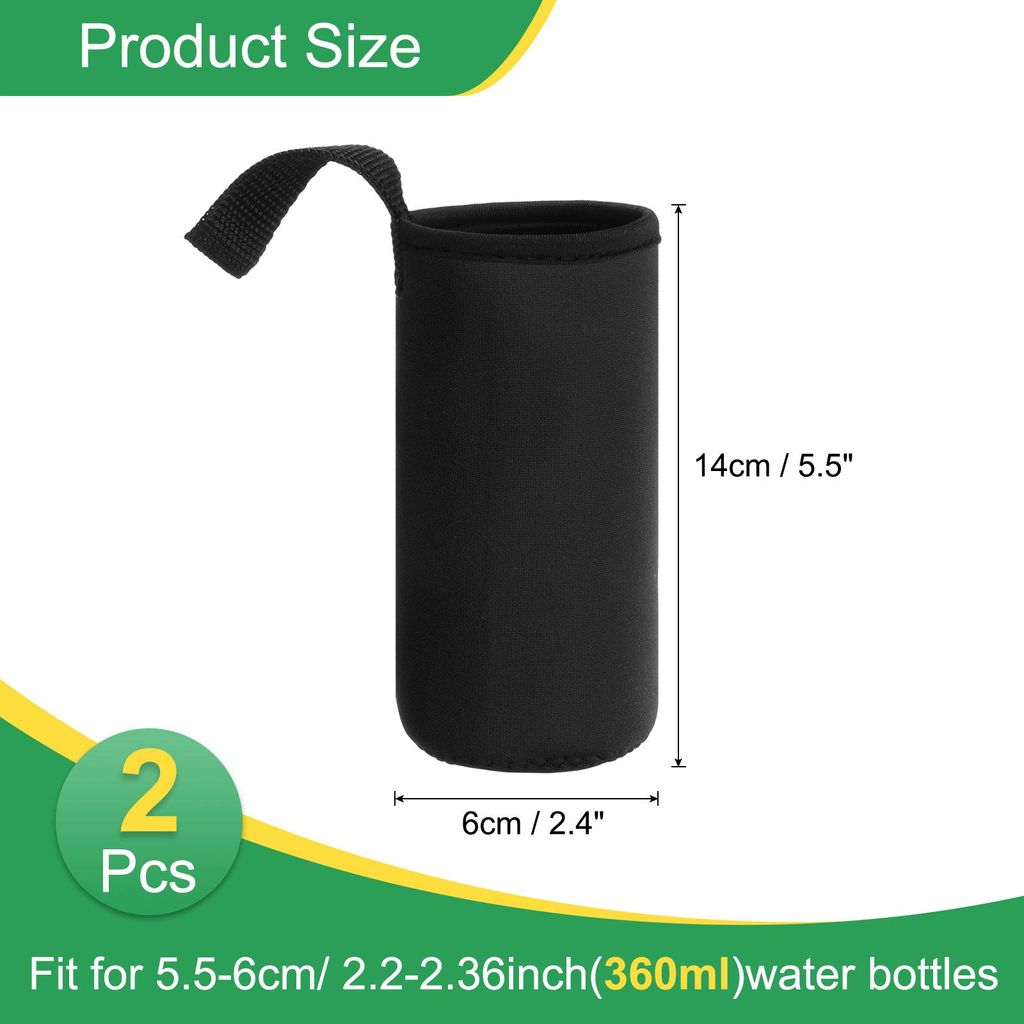 2 Stš¹ck Neopren Wasserflaschenhš¹lle, 12 oz Isolierte Wasserflaschen Tragetasche Trinkflaschenhš¹lle mit Griff, Schwarz