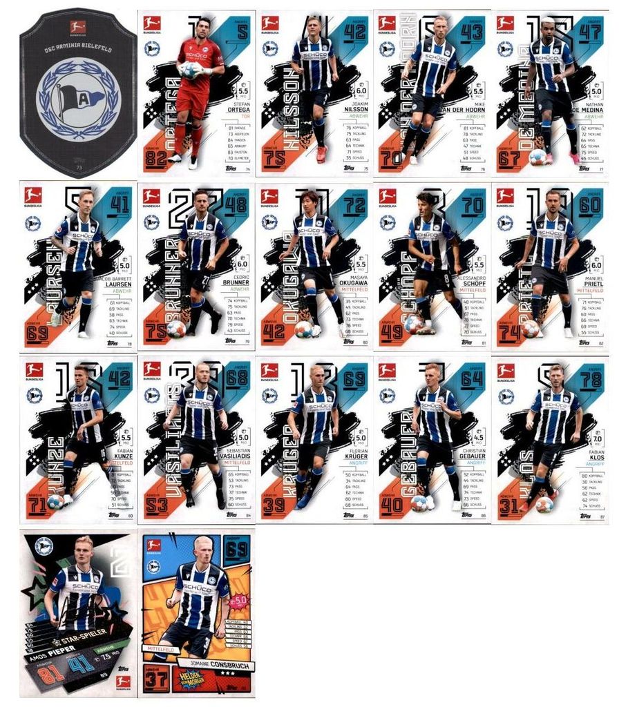 Topps Match Attax - 2021/22 - Mannschaftspaket - DSC Arminia Bielefeld
