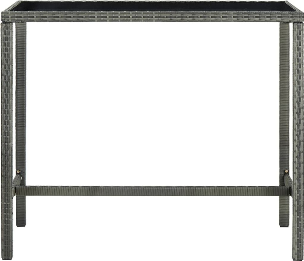 (Robust Möbel)Garten-Bartisch/Terrassentisch 2 Personnnes - elegantes Design - Grau 130x60x110cm Poly Rattan und Glas - Gartentische DEMöbel4...