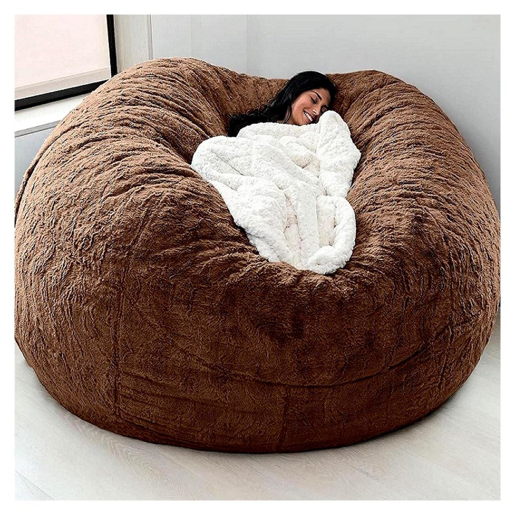 Übergroßer Sitzsack-Stuhlbezug für Erwachsene, bequemes Kunstfell, flauschig, für Schlafzimmer oder Wohnzimmer, ohne Füllstoff