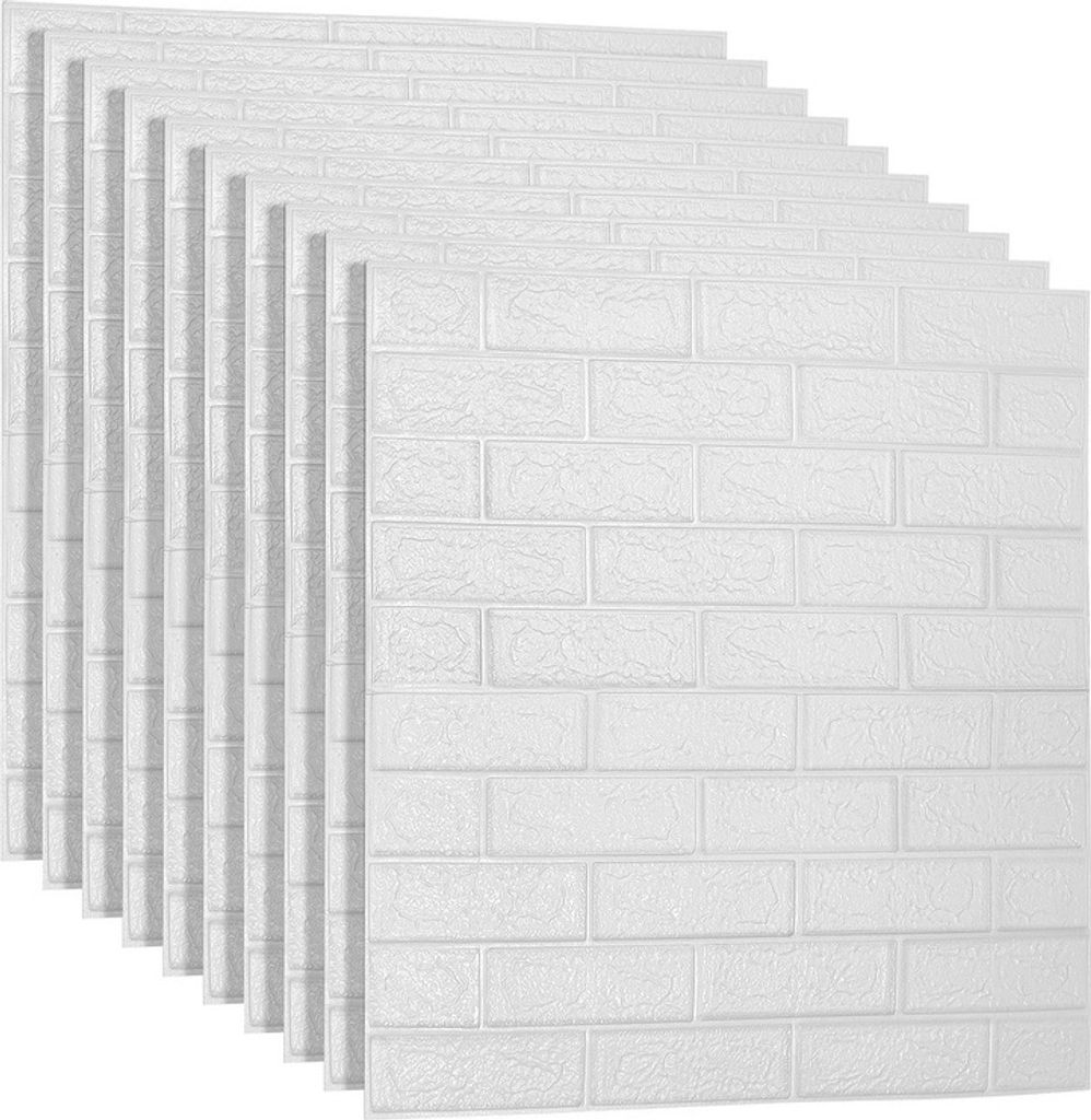 Clanmacy 1 Set (30 Stk)große 3D wasserdichte Fliesen Ziegel Wand Aufkleber selbstklebende Schaum Panel 70x77cm Weiß