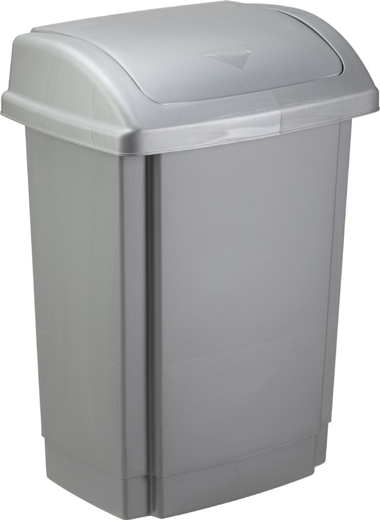 plast team Schwingdeckel-Abfalleimer 25 Liter silber Produktbild 