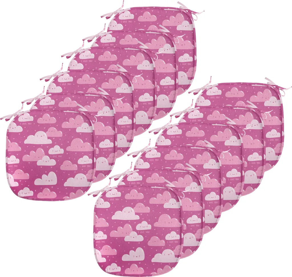 Coussin Décoratif Imperméable Rose pour Chaise 40cm Nuages Lot de 12