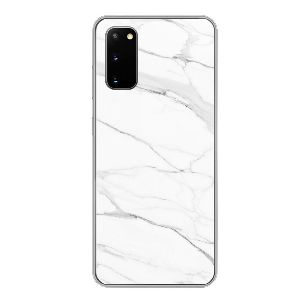 MuchoWow Handyhülle Schutzhülle Hülle für Samsung Galaxy S20 Marmor - Weiß - Linie - Muster - Luxus - Marmoroptik Silikon Softcase Handy Hü...