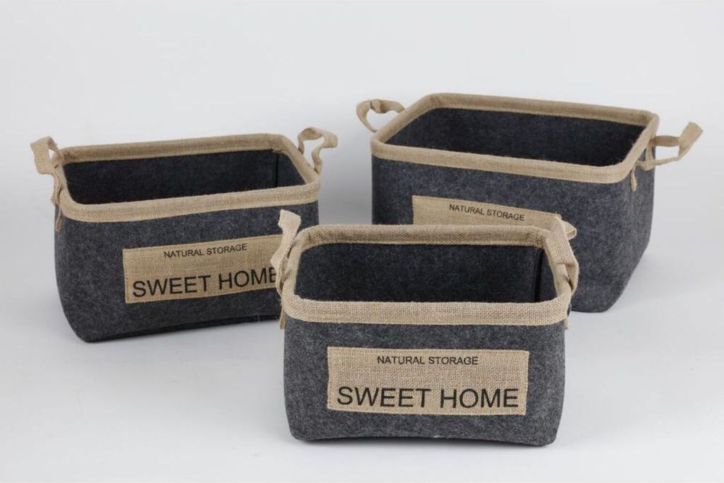 6x Filzkörbe 3er Set Grau Aufbewahrung Kisten Boxen Korb Taschen Regal Ordnung