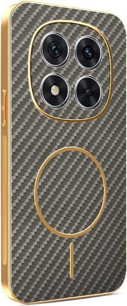 Custodia MagSafe per Xiaomi Redmi Note 14 Pro 4G - Cover posteriore Phonesta Luxury Carbon Fiber - Marrone