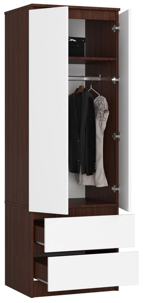 Kleiderschrank S60 60cm Garderobe 2 Türen 2 Schubladen Produktbild 
