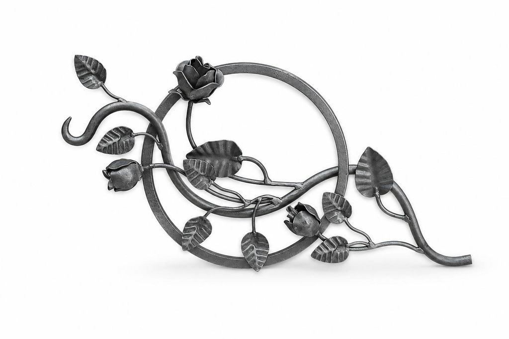 Schmiedeeisen Ornament mit Rosen – Zierelement für Zaun, Produktbild  KI-generiertes Bild