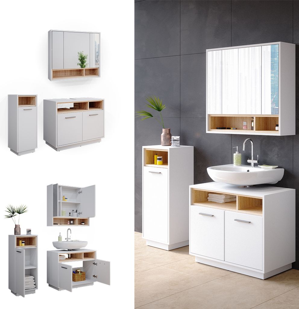 Vicco Ensemble de meubles de salle de bain Gloria, Anthracite/Sonoma