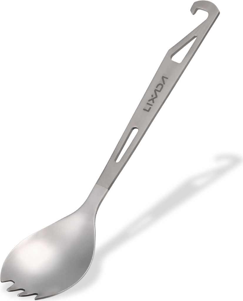 Lixada Half Polished Titan Spork mit Flaschen?ffner Leichte Outdoor Abendessen L?ffel Gabel fš¹r Reise Camping Backpacking
