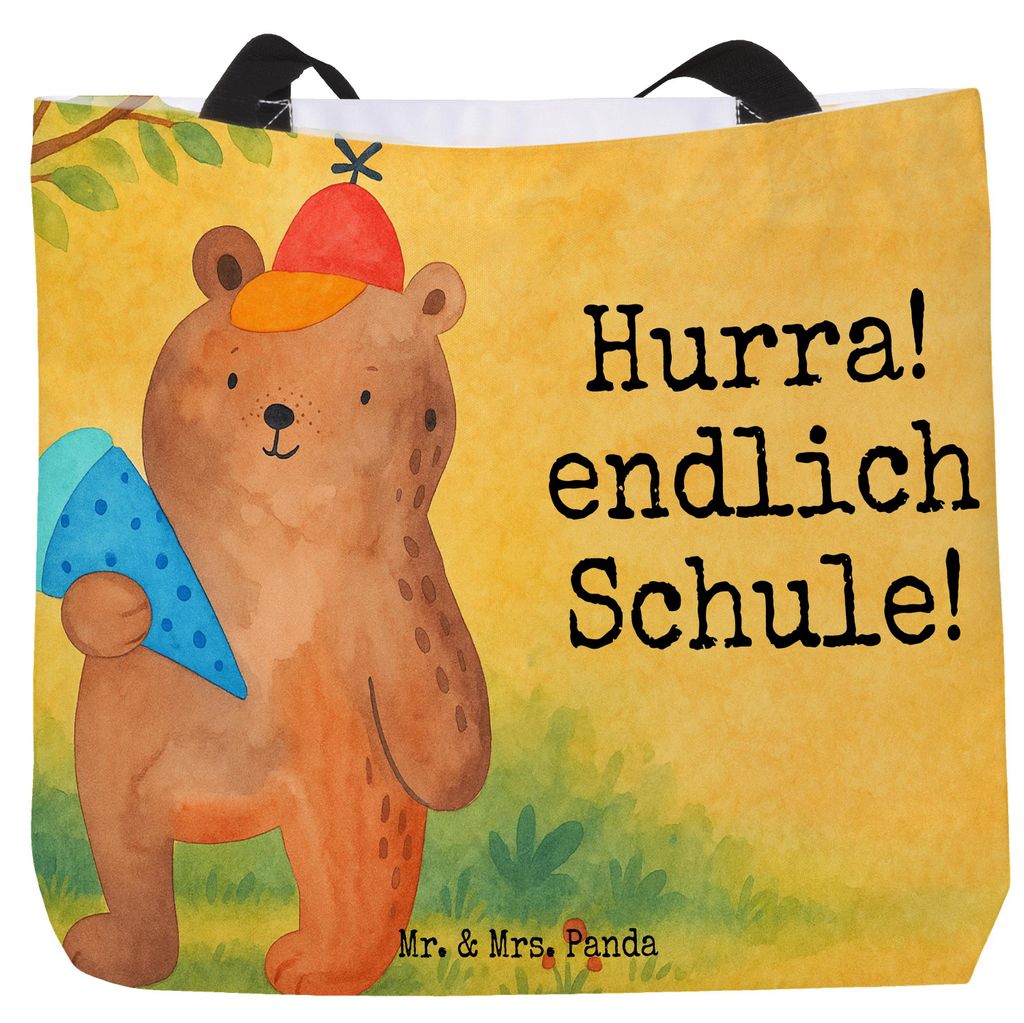 Mr. & Mrs. Panda Tote Bag Bär Schultüte Design - Weiß - Geschenk, Tasche, Schulbeginn, Reisetasche, Stoffbeutel, Erster Schultag, Tragebeutel, S...