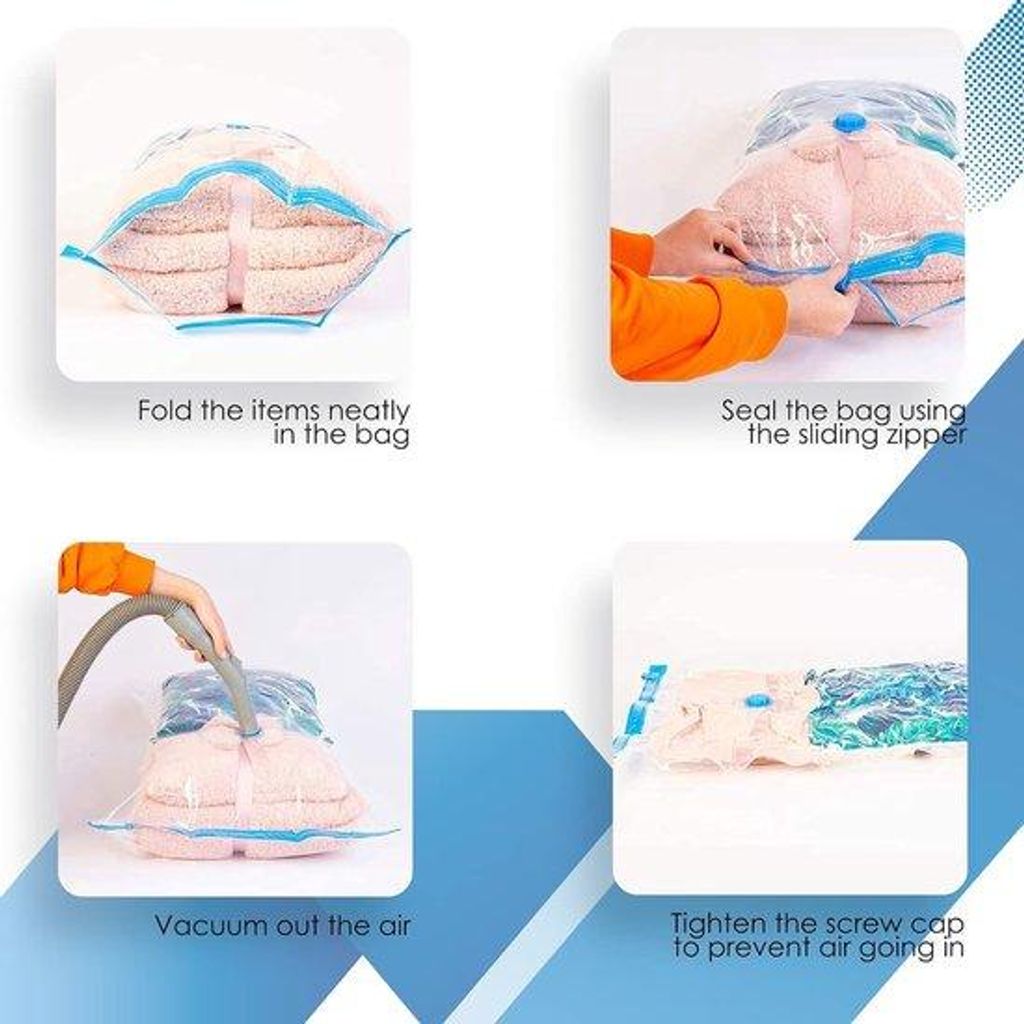 Famanu Vakuum-Aufbewahrungsbeutel 6er Pack 60 cm x 80 cm (80% Kompression) - für Kleidung, Bettdecken, Kissen, Decken, Vorhänge