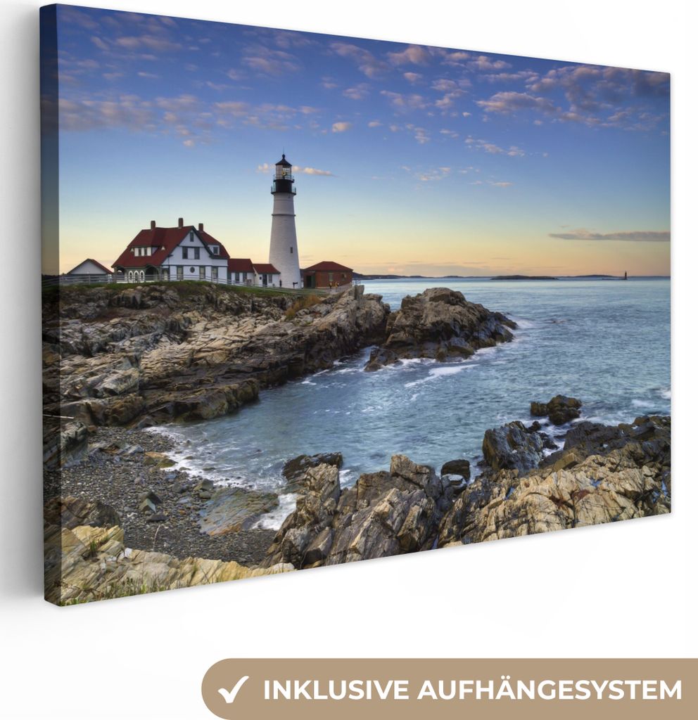 OneMillionCanvasses - Leinwandbilder - 140x90 cm, Portland Head Leuchtturm, Wandbilder Kunstdruck Wanddekoration - Foto auf Leinwand - Gemälde a...