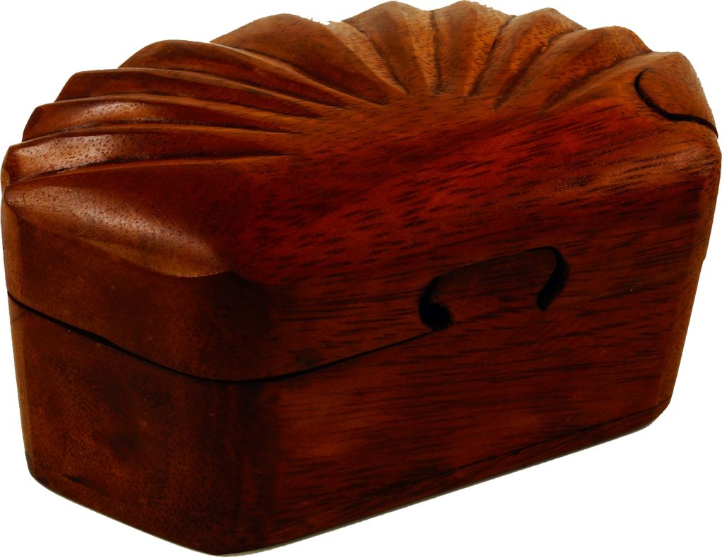 Puzzlebox, Schmuckschatulle, Magic Box, Schachtel mit Geheim Verschluß - Muschel, Braun, Holz, 5*11*8 cm, Dosen, Boxen & Schatullen