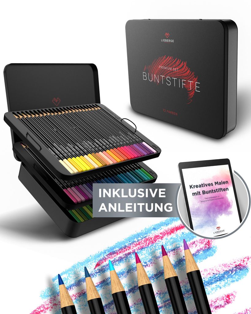 LIEBERGE Premium Buntstifte Set in Metallschatulle – 72 Produktbild 