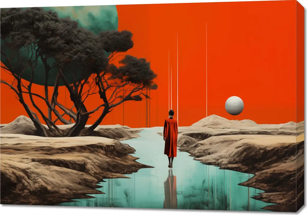 Quadro Astratto 100x70 cm - Il Sentiero della Decisione Acquatica Luxury