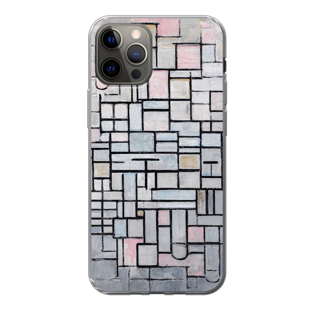MuchoWow Handyhülle Schutzhülle Hülle für iPhone 13 Pro Komposition 6 - Mondrian - Kunst Silikon Softcase Handy Hülle - Handy-Tasche
