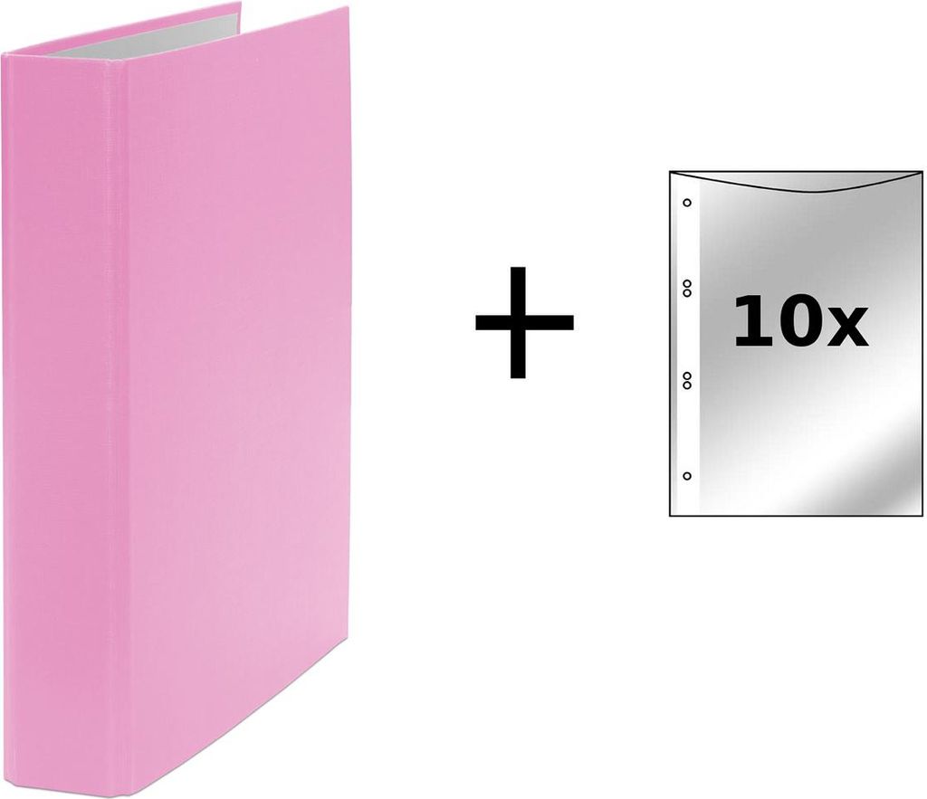 Ringbuch / DIN A5 / 2-Ring Ordner / Farbe: pink + 10 Prospekthüllen