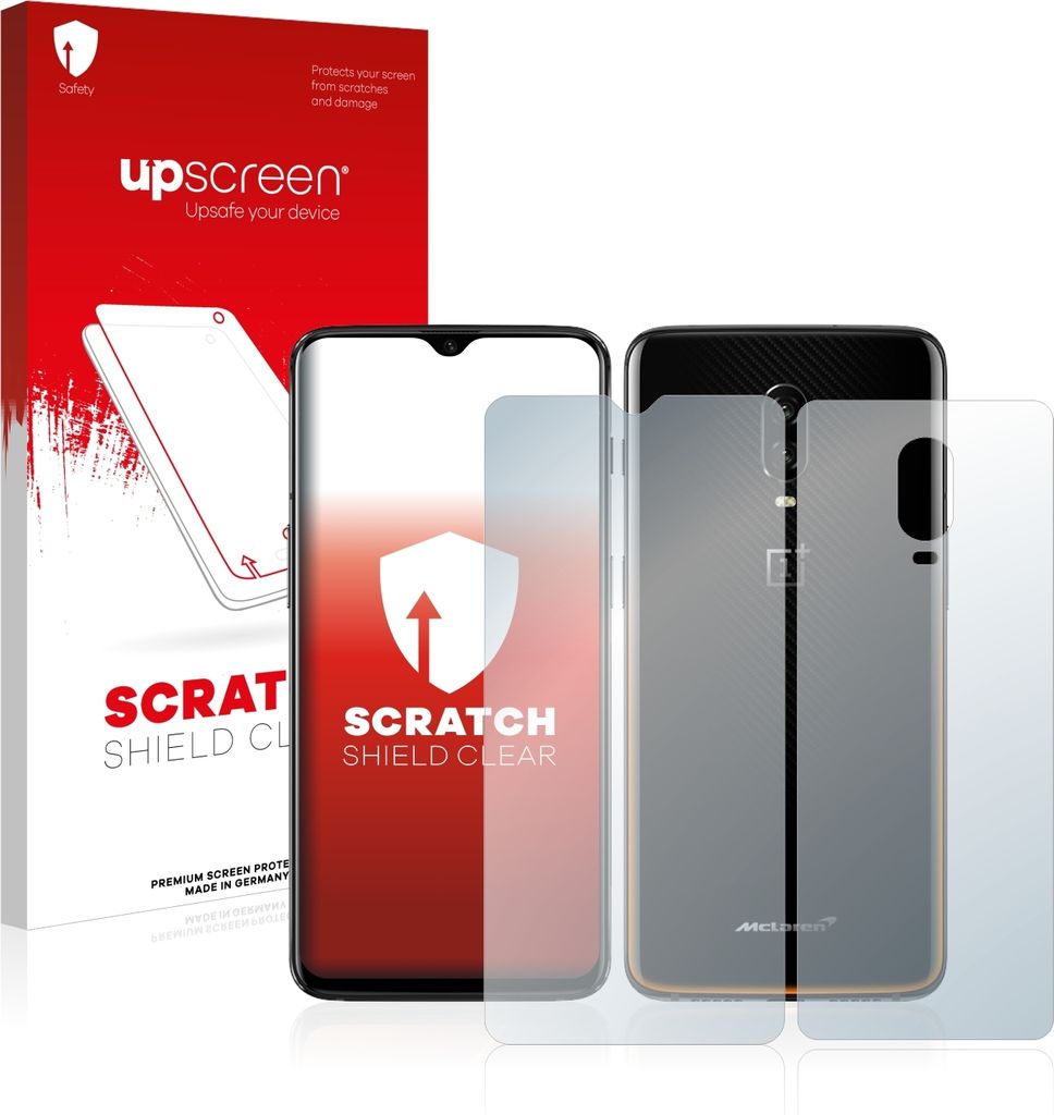 upscreen Schutzfolie für OnePlus 6T McLaren (Vorder + Rückseite) Kratzschutz Anti-Fingerprint Klar