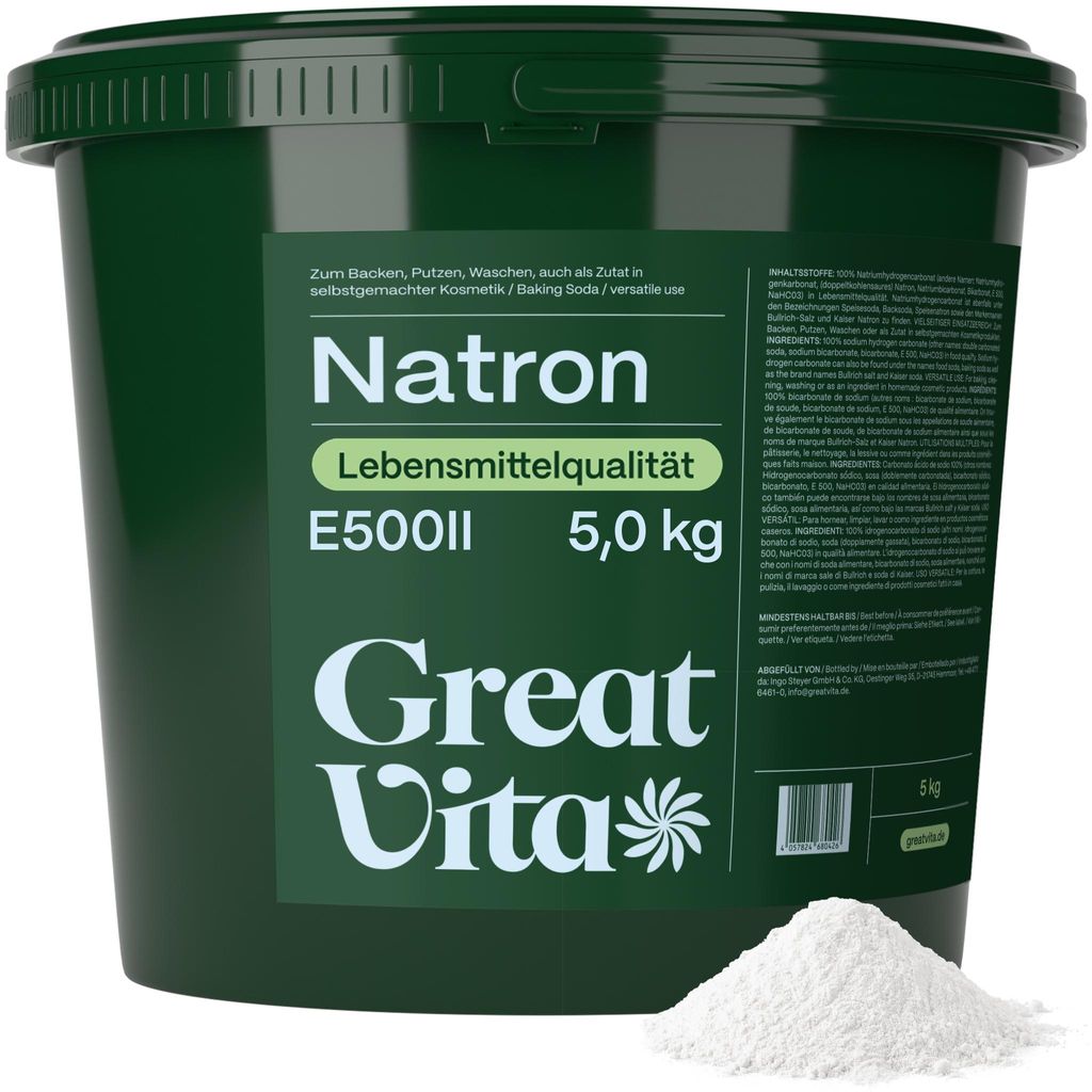 GreatVita Natron Pulver 5 kg Eimer | Lebensmittelqualität Produktbild 