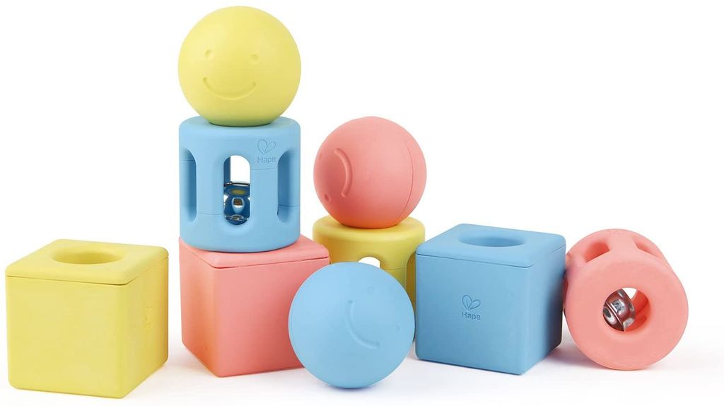 Hape Geometrisches Rassel-Trio - sensorisches Babyspielzeug