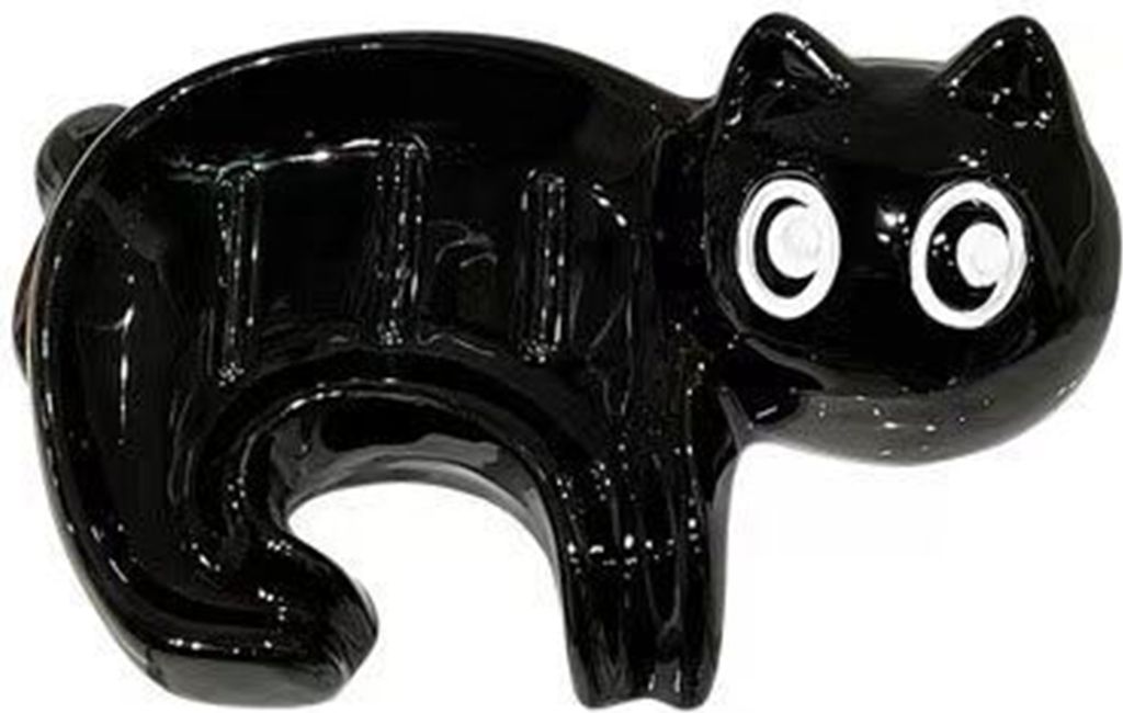 Seifenschale aus Keramik mit schwarzer Katze, Schnellablauf, für Küche und Bad, Shampoo-Bar, Dusche, Seifen- und Schwammhalter, Behälter, Box, S...