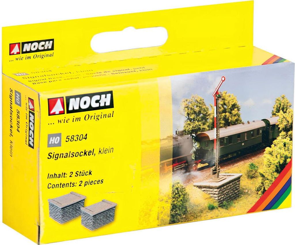 NOCH Signalsockel, realistische Mauerstruktur, 2 Stück für H0 Modelleisenbahn