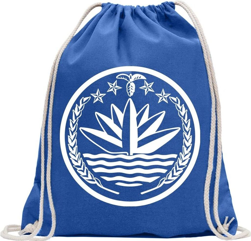 Kiwistar - Turnbeutel - royal - Bangladesch Wappen - Fun Rucksack Sport Beutel Gymsack Baumwolle mit Ziehgurt
