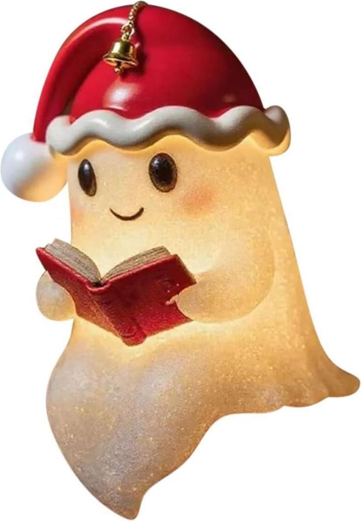 Weihnachtsgeist Nachtlicht 15 cm, warmweißes LED-Licht, originelle Dekoration für Kamin, Tisch & Regale