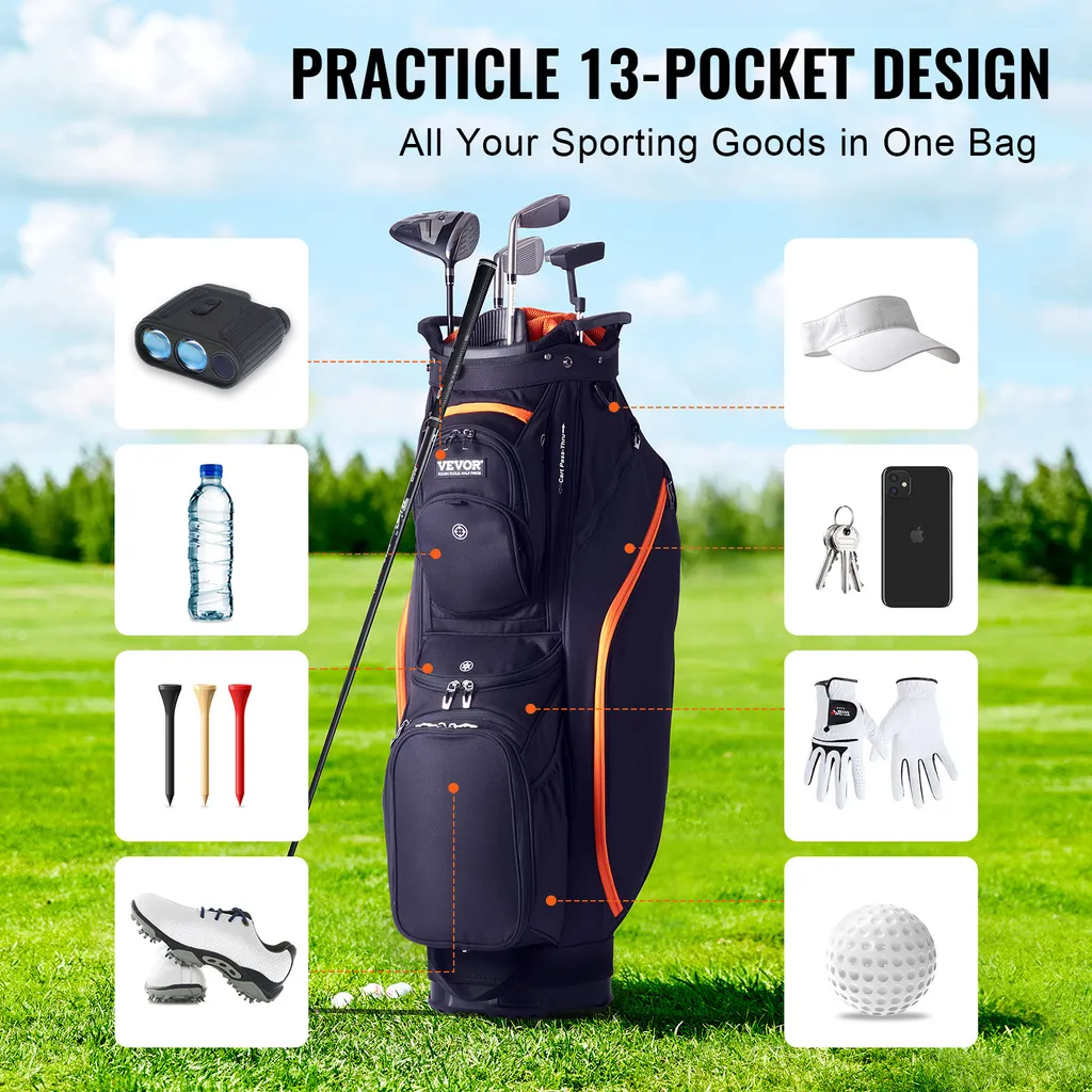 Sac de golf chariot premium robuste avec 14 diviseurs et 13 poches - 4