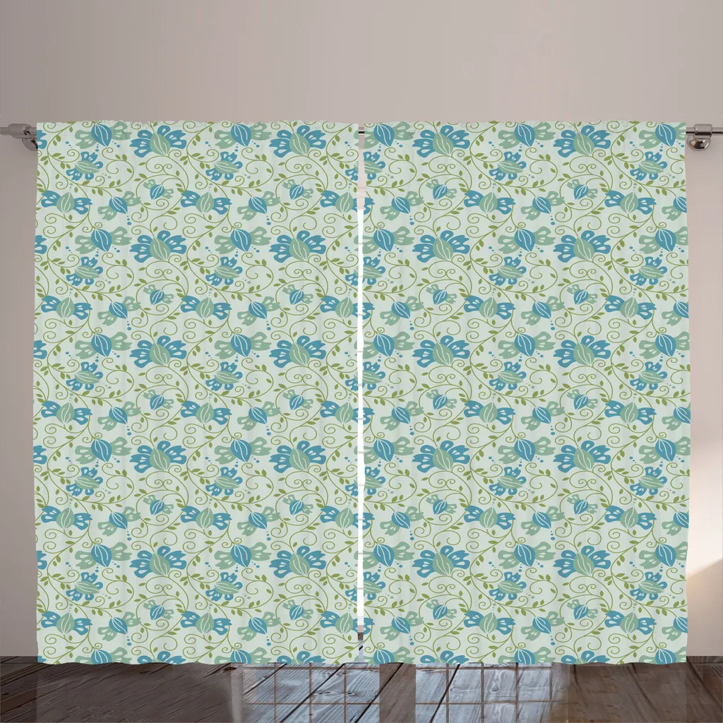 Rideau Fleurs Anti-Regards à Fixation Facile pour Grand Salon 280cm