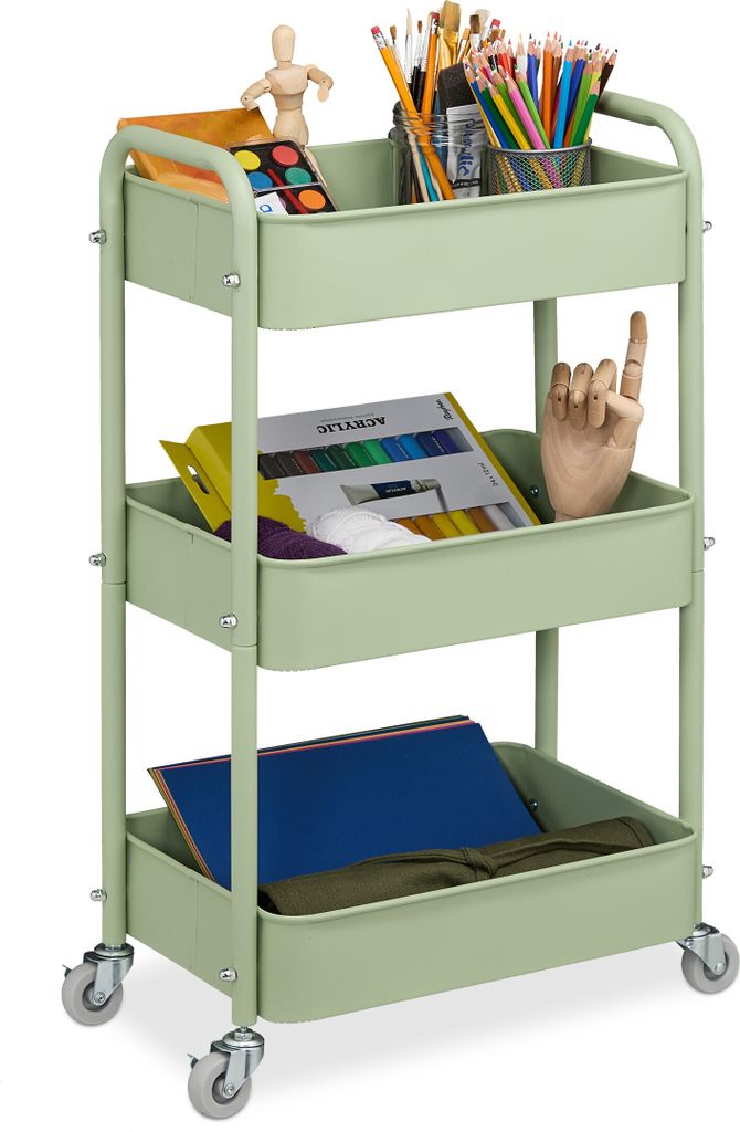 Wózek na kółkach Relaxdays, 3 półki, wózek do serwowania, Zdjęcie produktu 