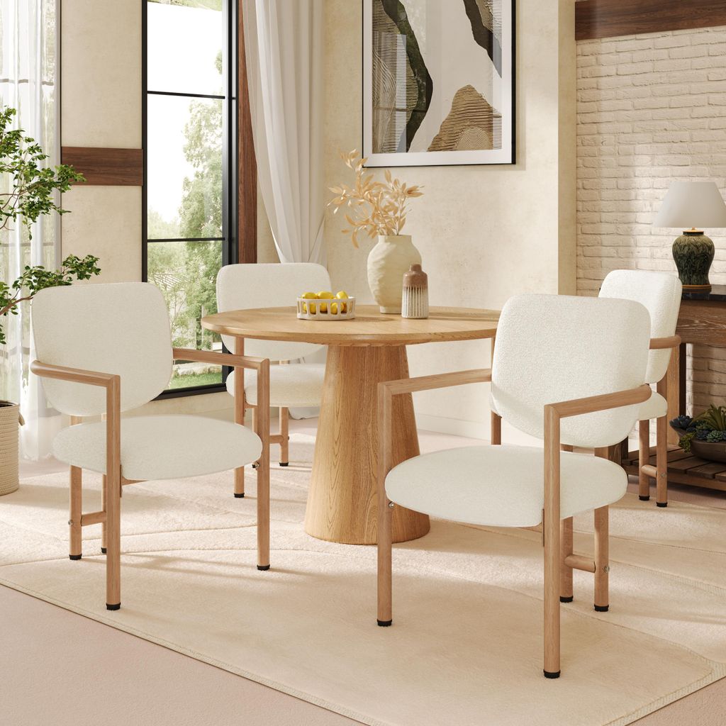 okwish 4er-Set Esszimmerstühle,Holzoptik,moderner Stil,bequem und atmungsaktiv,Für Esszimmer und Wohnzimmer geeignet,Natur